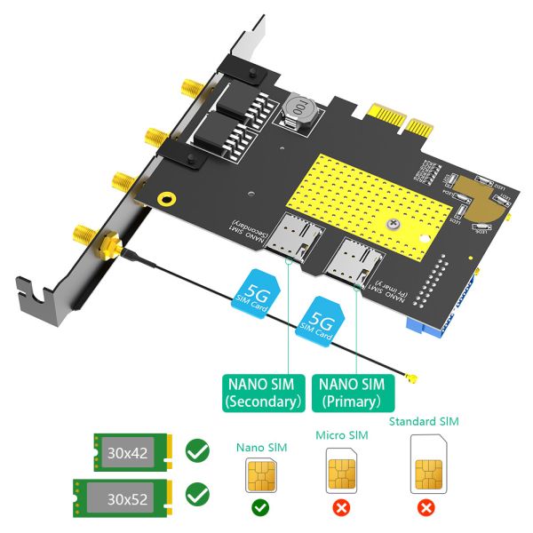 M.2 B key USB3.0 & PCIe dual bus interface 5G WWAN card Adapter Used for fast network connection