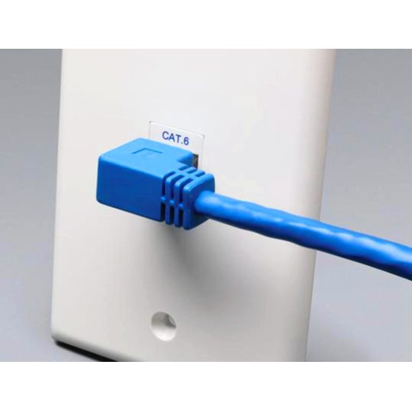 Ethernet Lan Patch Cord Network Data Cable / Right Angle Cat6 Cable Blue Color