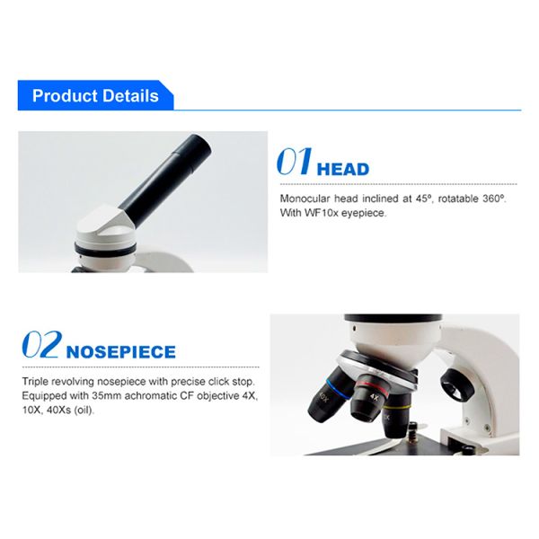 Coarse Cordless Led Light Student Compound Microscope