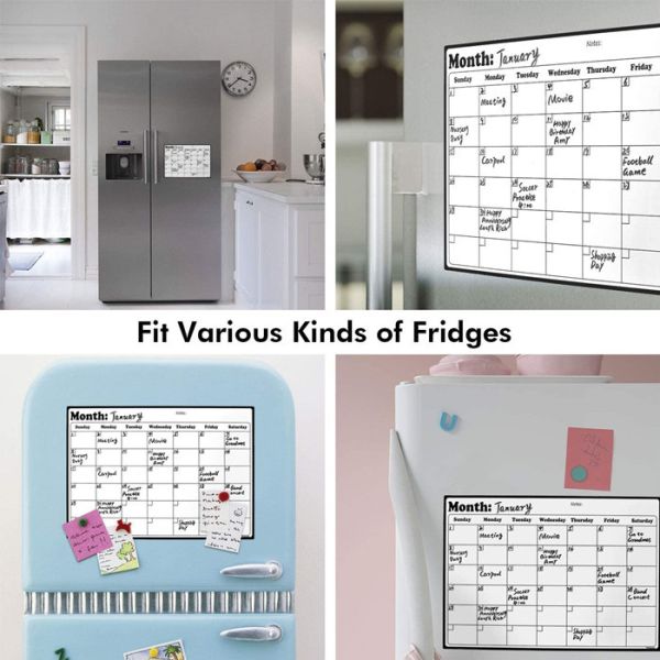 Stain Resistant Surface Fridge Magnet Dry Erase Calendar For Refrigerator