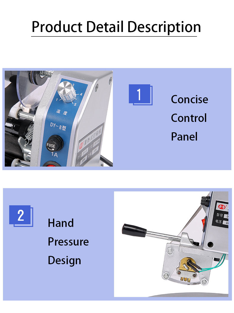 Manual hot stamp ribbon number expiry date coder printer batch coding machines from DY8