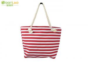 Best 14A Canvas Cotton Tote Bags Red And White Striped Tote wholesale
