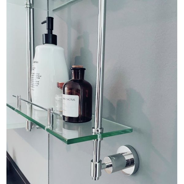 Scratch Resistant Bathroom Accessories Shelves Double Corner Glass Shelf Brackets