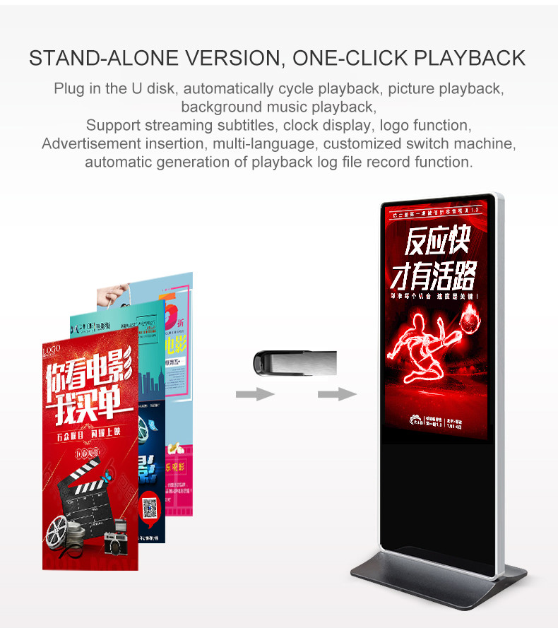 65 Inch Touch Screen Floor Standing Kiosk Signage