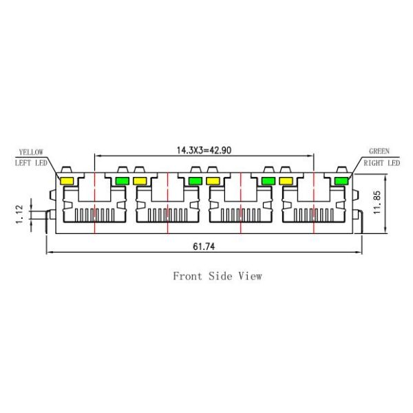 RJE724881201 / RJE72-488-1201 Quad Port Rj45 8P8C Lan Jack Shield LPJE4718AGNL