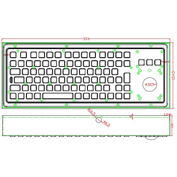 Waterproof IP65 Desktop Industrial Keyboard With Trackball / rollerball keyboard