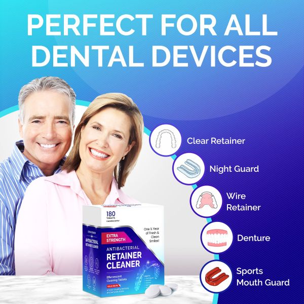 Retainer / Denture Cleanser Tablets 180 Tablets Removes Stains Discoloration Odors