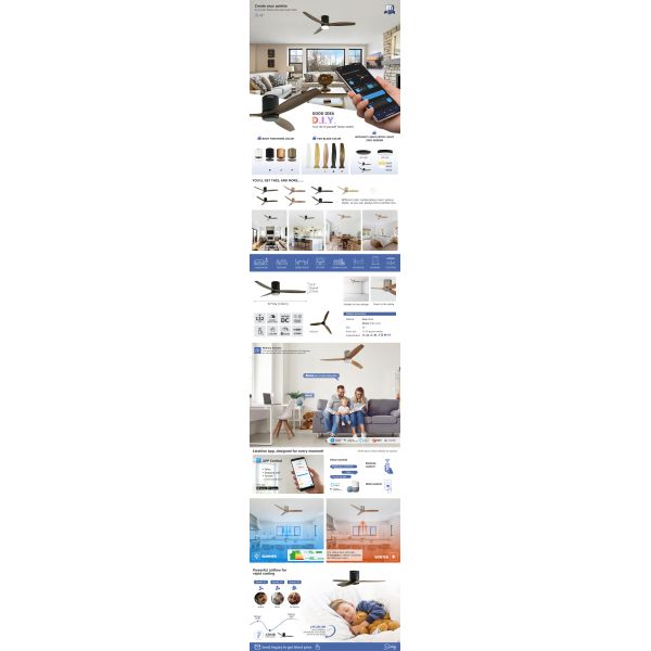 52'' Flush Mounted 2 IN 1 Ceiling Fan With / Without Light For Home
