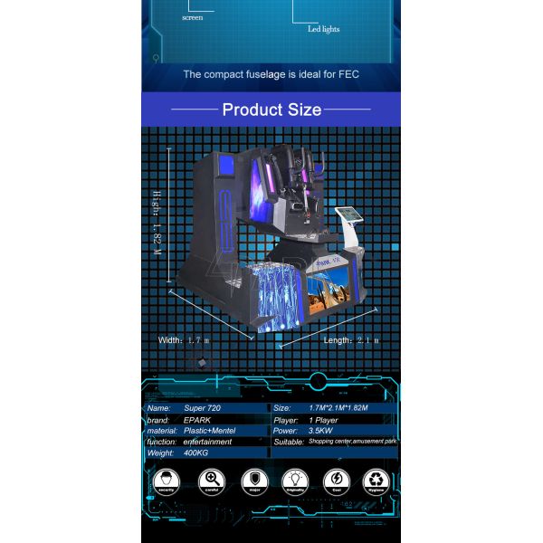 Rotation 720 Degrees Flight Virtual Reality Simulator For Game Center