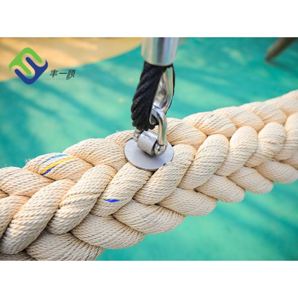 120mm Dia Net Playground Rope Bridge Natural Color 12 Strands Braided Polyester