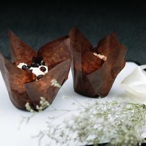 China Chocolate Brown Color Baked Good Packaging Tulip Cupcake Liners Anti Skid on sale