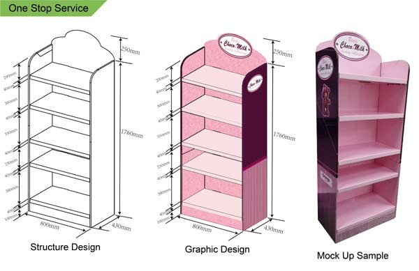 Soft Drinks Corrugated Paperboard Promotional Display Stands 4 Shelf FL065