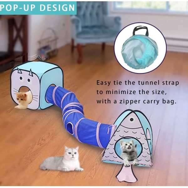 Best Crinkle Paper Collapsible Interactive Pet Cat Tunnels Tubes With Play Ball And Bell For Puppy