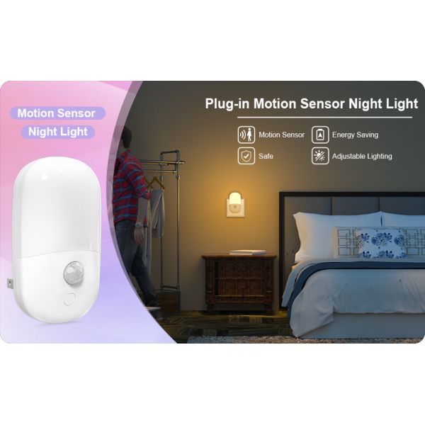 0.5W 2700K Plug In Motion Sensor Light Warm White Dusk To Dawn AC110V