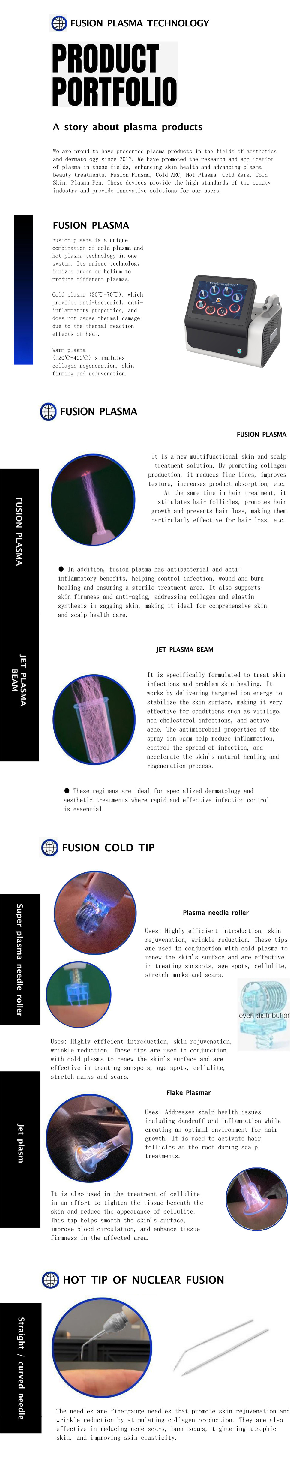 Fusion plasma instrument,Cold plasma instrument, dot matrix fusion plasma beauty instrument, skin tightening, focusing, scar repair, and spot
