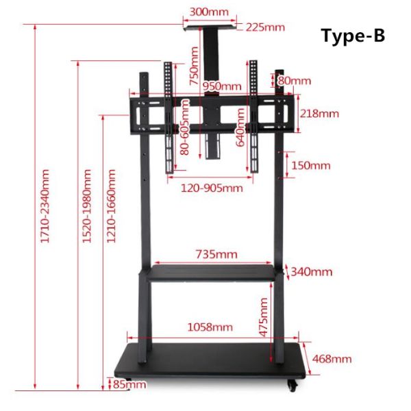 TV Mobile Bracket Conference Room LCD Monitor Lift Floor Large Screen Display Bracket Cart