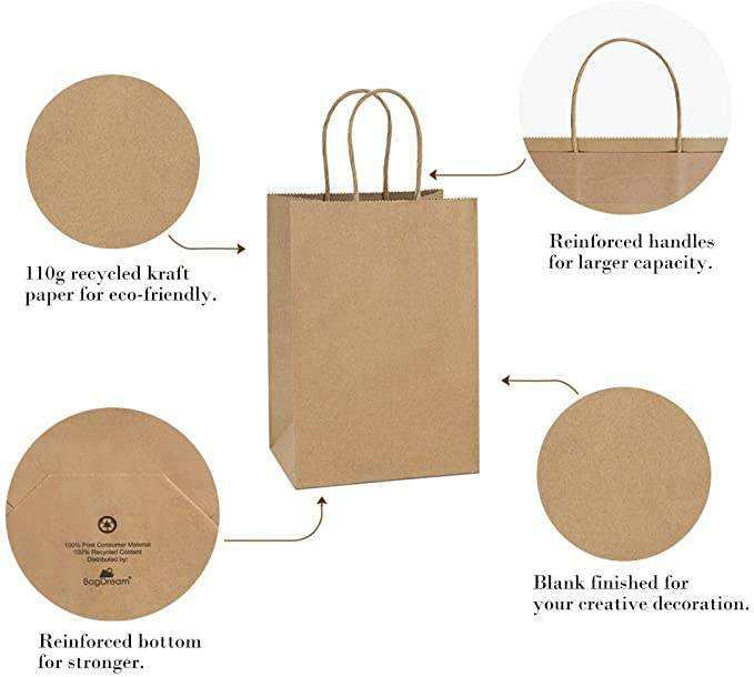 Custom Brown Kraft Paper Bags With Handles For Clothing Shoes Fur Packaging