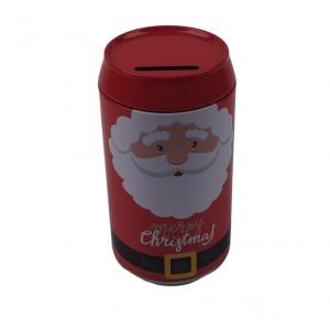 Best Coca Cola Shape Empty Metal Christmas Tin Cans With Coin Slot Lid wholesale