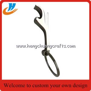 China Bottle opener silver keychains,metal keychains with 32mm metal ring on sale