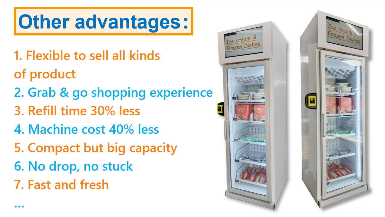 Mall Ice Cream Vending Machine Freezer Cooling fridge with bank card payment