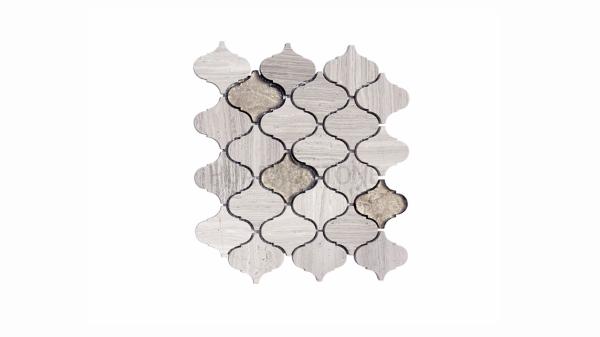 Cheap Integrated Stone Mosaic Wall Tiles , Mosaic Kitchen Tiles Light Reflective Properties for sale