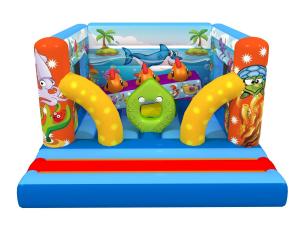 China Ocean Themed Kids Inflatable Bounce House Sea World Painting With Interesting Obstacles Inside on sale