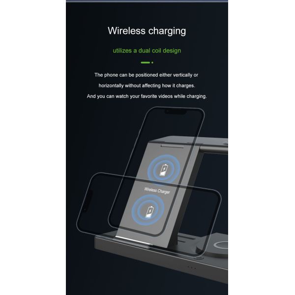 Foldable Wireless Charging Station for Smartphones Earbuds Watches 3W Watch Charging 15W Phone Output Custom