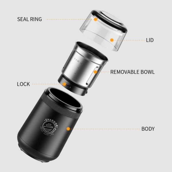 Shardor Automatic Spice Grinder Electric Coffee Blade Grinder With Safety Lock Switch
