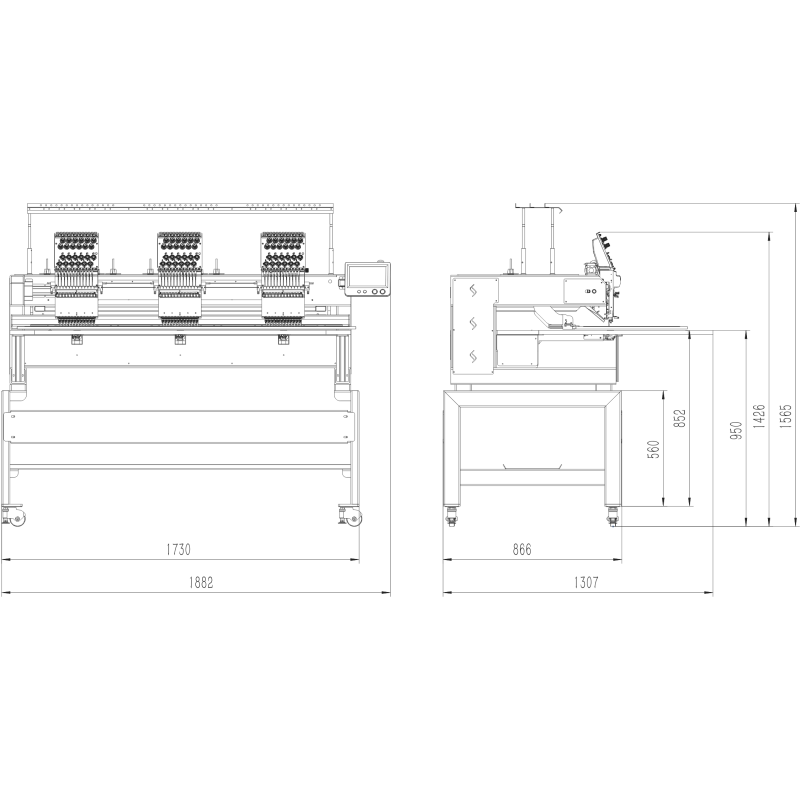 Wonyo High-Speed 3-Head Computerized 3D Embroidery Machine for Cap and T-Shirt, Flat Things