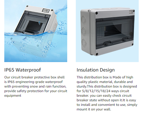 Circuit Breaker Distribution Box Outdoor Waterproof 5 Hole With Transparent Cover