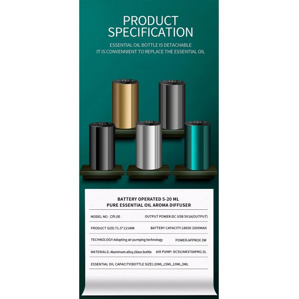 PP PBT Waterless Aroma Nebulizer Rechargeable Battery DC5V