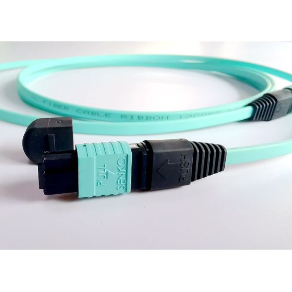 OM3 Ribbon MPO Patch Cable Crush Resistance With Female Connector Lightweight