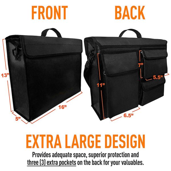 Double Layered Fiberglass Fireproof Bag Water Repellent With 3 Back Pockets