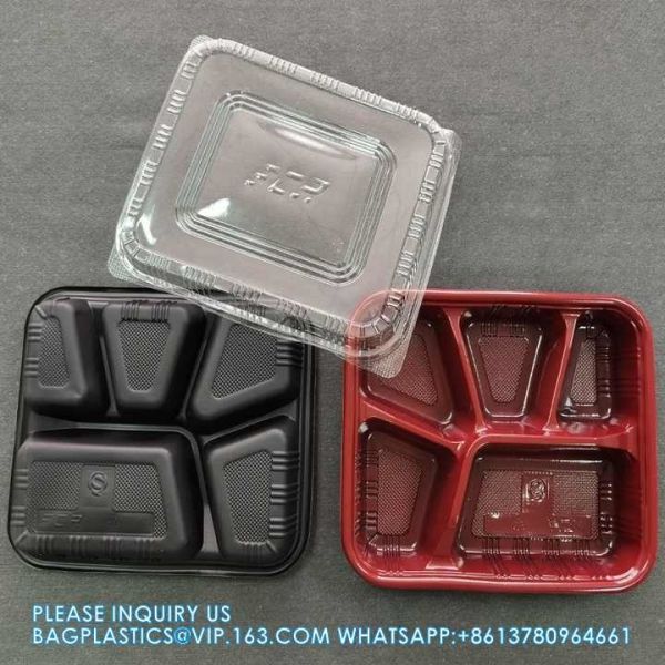 4 Compartment Disposable Meal Prep Container Microwave Lunch Fast Food Pp Takeaway Food Packaging Boxes
