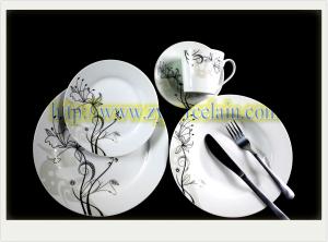 China porcelain dinner set round shape (ceramic, white with decal) on sale