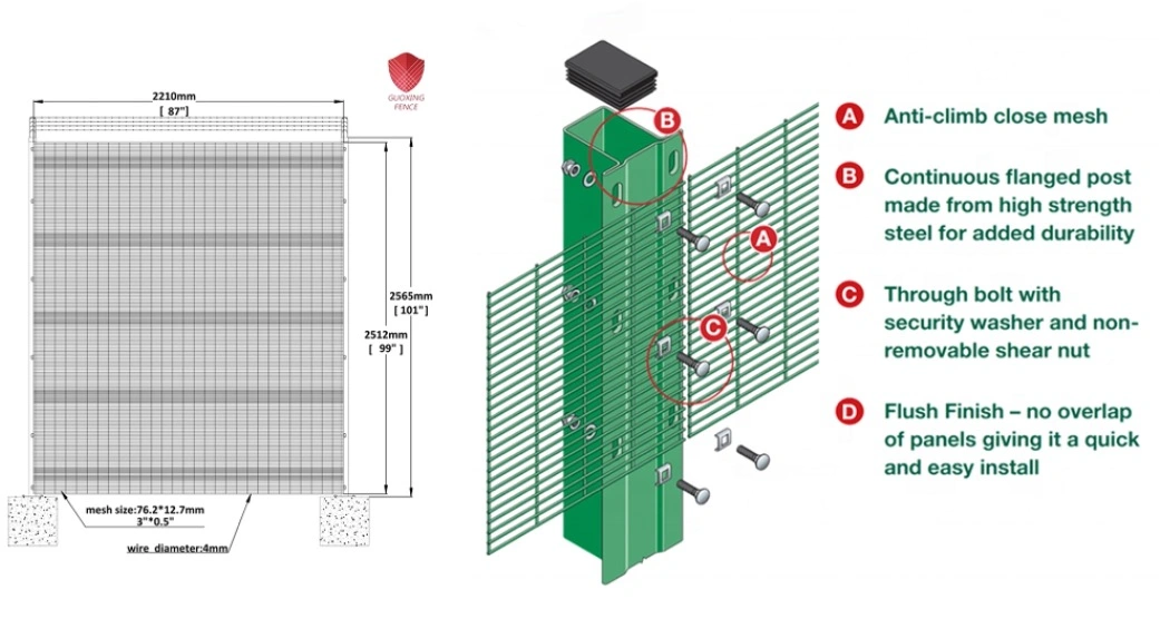 Heavy Duty Cheap Plastic Metal Garden Prison Railway Station High Security 358 Anti Climb Wire Mesh Fence for Sale