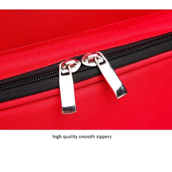 First aid bag interior compartments and organization