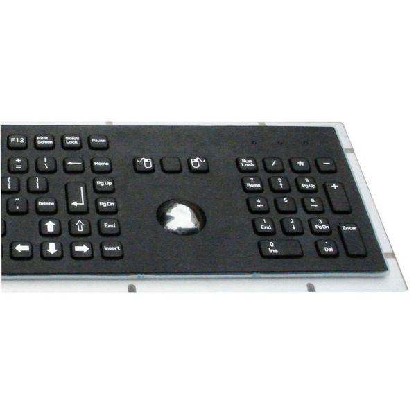 Waterproof Black Metal Panel Mount Keyboard With Trackball , Function Keys And Number Keypad