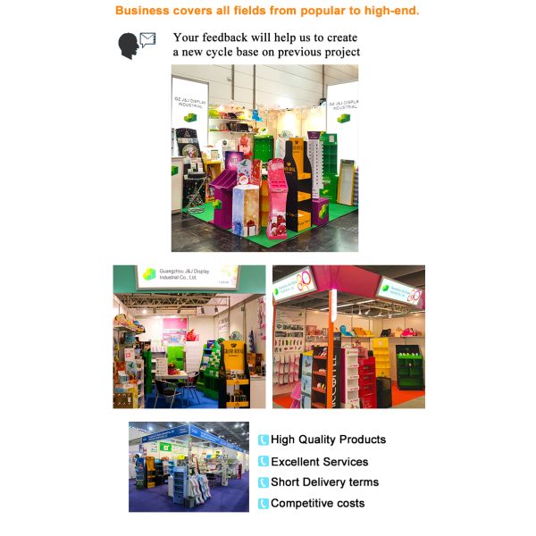 Corrugated Paper Retail Floor Display Stand Foldable Moisture Resistant