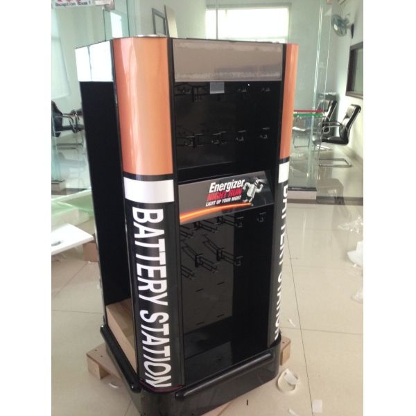 AAA Battery Point Of Sales Displays Counter Display Stand With Hanging Hooks