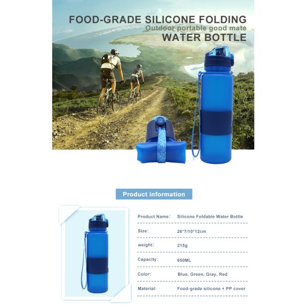 Private Label 500ML Collapsible Silicone Water Bottle