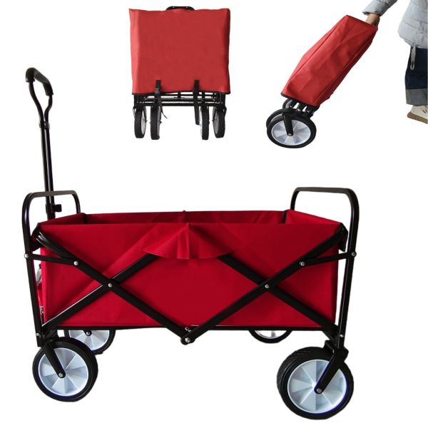 Collapsible Foldable Wagon With Removable Canopy Utility Folding Wagon With 360 Degree Swivel Wheels
