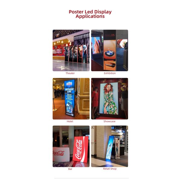 P2.5 LED Poster Display With AC110V/220V Input Voltage Size 640*1920mm 200W Energy Saving