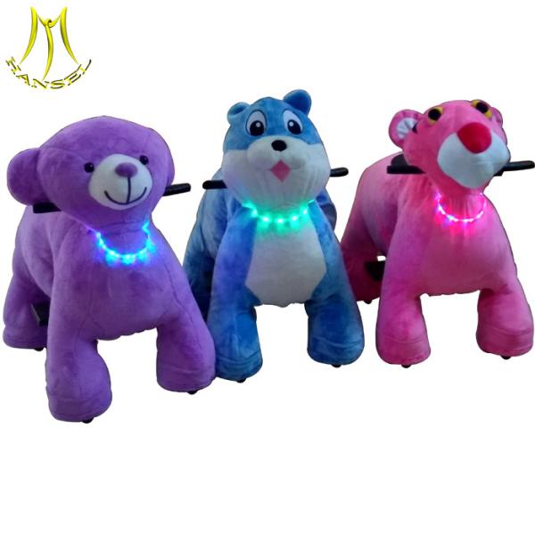 Cheap Hansel plush riding animals scooter and animal toys four wheel electric ride with children plush riding animals for sale