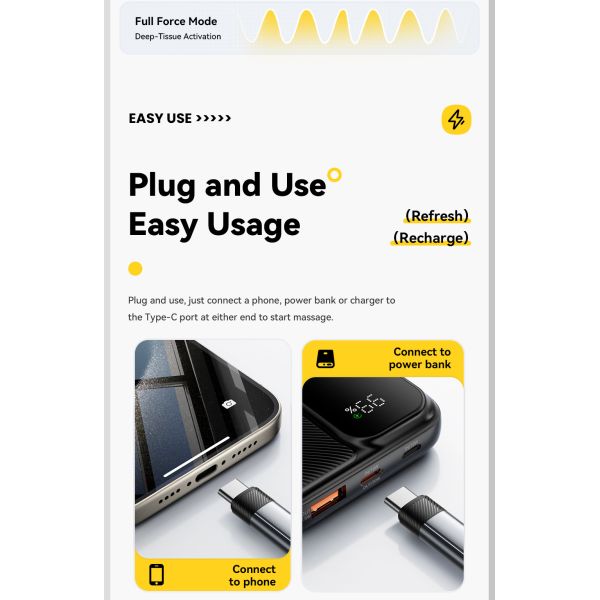 ESSAGER ES-X72 2 in 1 Massage Charging Usb C Cable 5A PD 100W Charger Type C to Type C