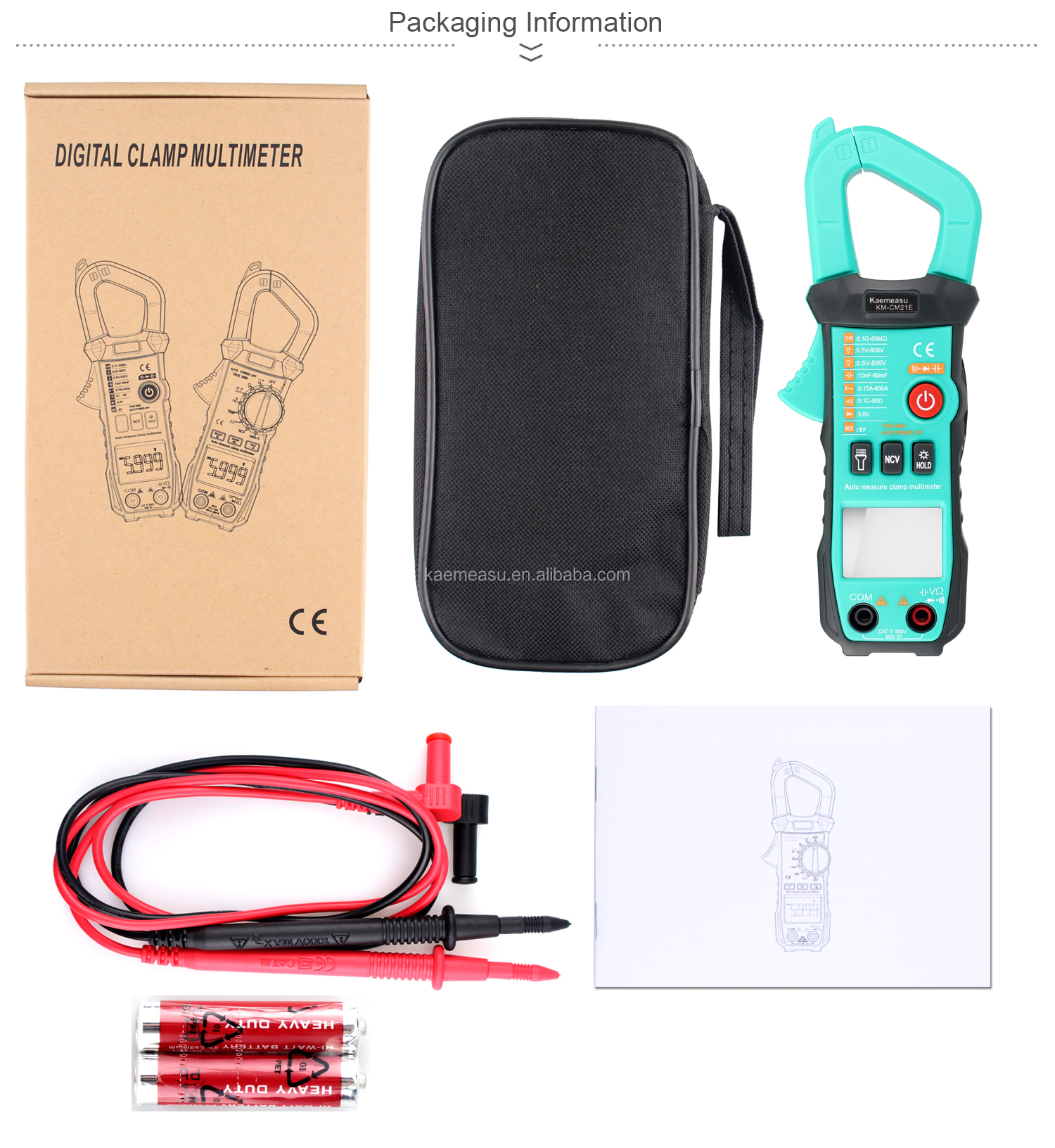21E Intelligent Digital Clamp Meter NCV Electronic Repair Tool 1000v True Rms Multimeter 6000 Counts Current Clamp Meter