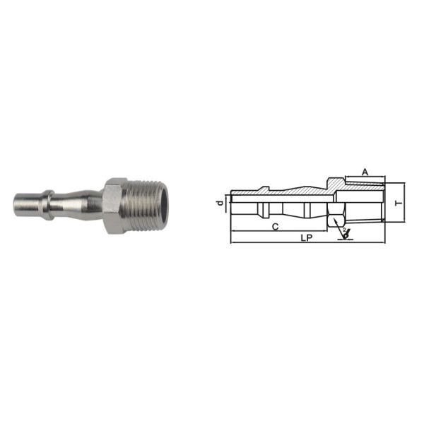 Single Shut - Off Pneumatic Quick Connect Coupling LSQ-19 Rectus 19KA In Brass