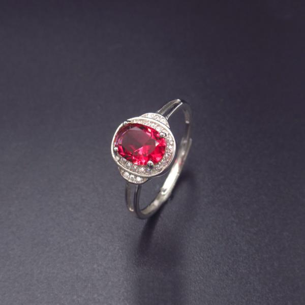 Cheap Fashion Punk Woman's Ruby Stone Ring 925 Silver Rhodium Painting for sale