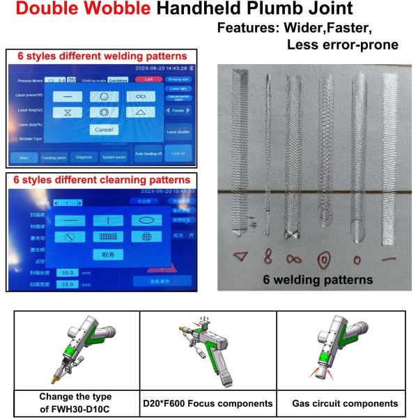 Handheld Laser Weld Clean Machine 1000W 1500W 2000W 3000W Optional Double Wobble Auto Wire Feeder and HIGHYAG Laser Head
