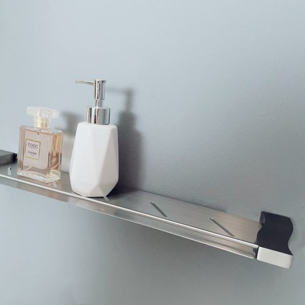 Matte Silver SS Bathroom Accessories Shelves Satin Finish